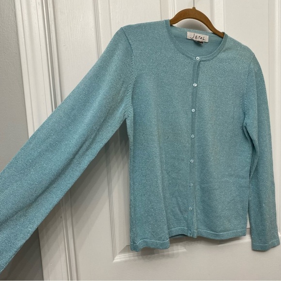 Jetal Button Up Silk Blend Cardigan Metallic Size Small Womens - Picture 3 of 8